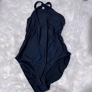 Catalina swimwear black high neck one piece swimsuit size 16